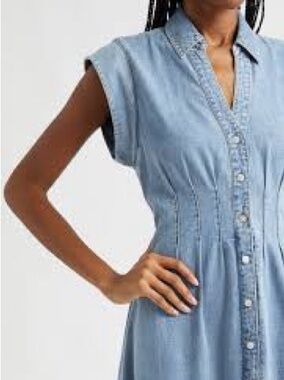 Light Wash Denim Button-Front Dress